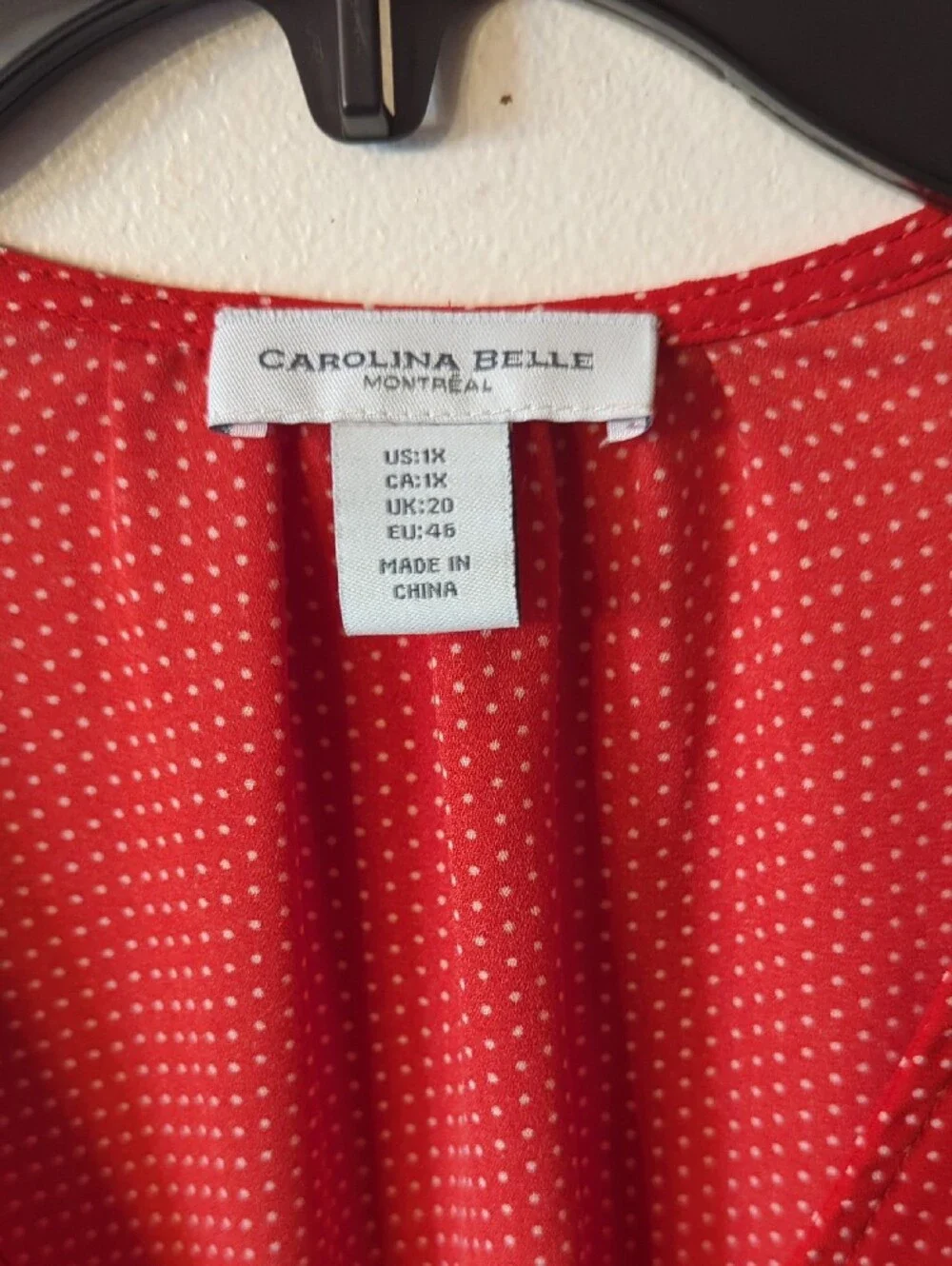 Carolina Belle Red V-Neck Button-Trim Long Sleeve Blouse US 1X